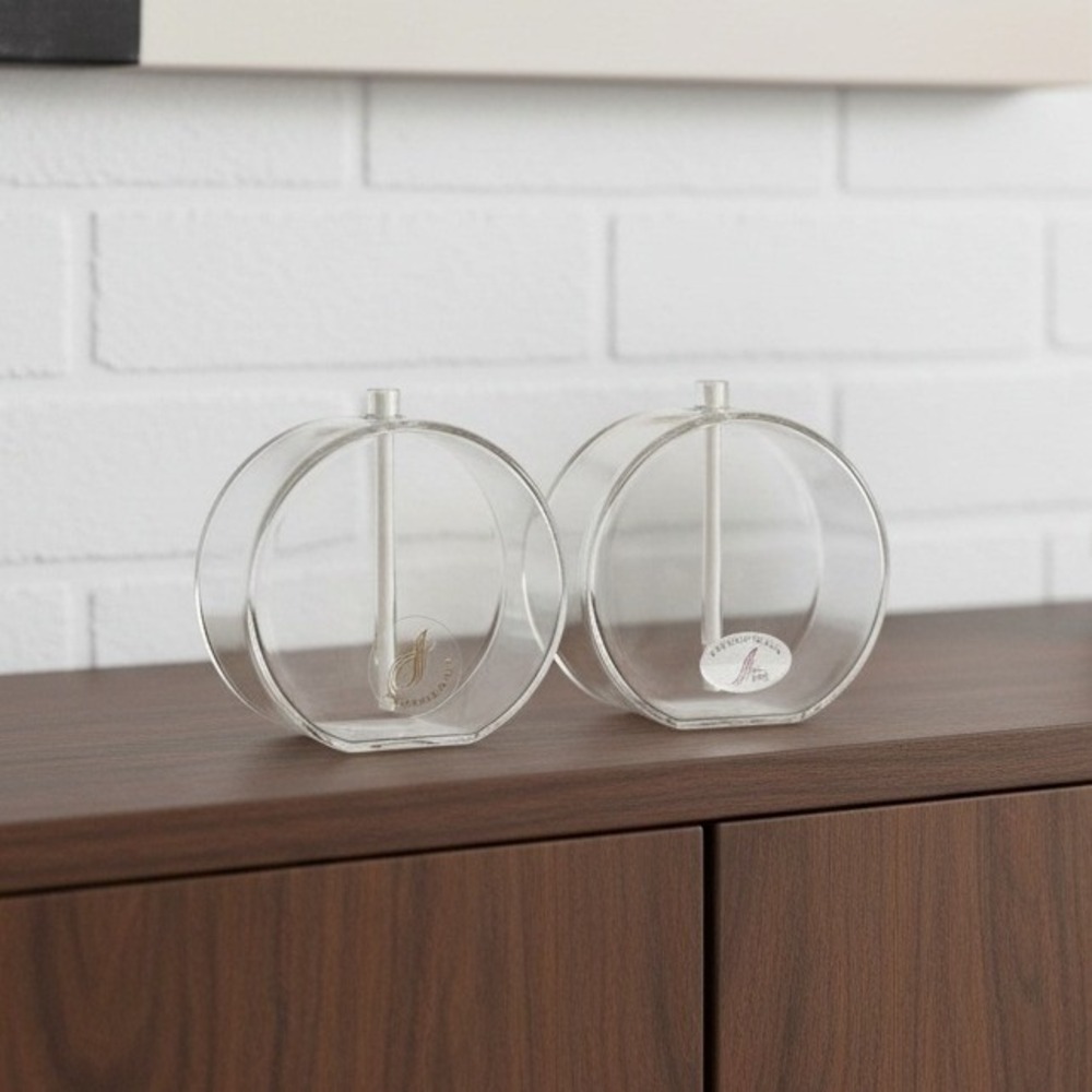 Firelight Glass 3" Round Oil Lamps, Set of 2, Vintage Candle Lights, Minimalist